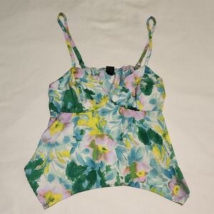 wild fable Floral Spaghetti-Strap Camisole in Green, Yellow & Pink